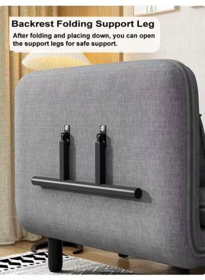 C&C Home Convertible Sofa Chair Bed with Two Pillows, 2-in-1 Folding Armchair Sleeper with Adjustable Backrest, Cotton Linen Fabric Upholstery, High Rebound Sponge Cushion, Compact Single Sofa Bed for Living Room, Bedroom, Guest Room, Apartment (Grey) - Image 4